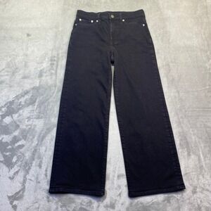 J.Crew 96 Slim Wide Leg High Rise Jeans Black Denim 26 RE-96-BLK 104046 Grunge